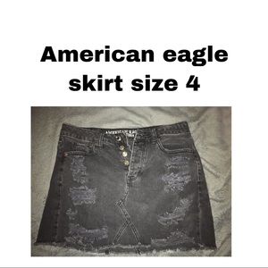 American eagle black jean button up skirt